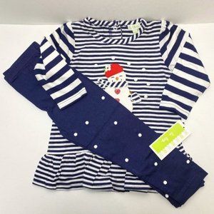 Le Top Toddler Boutique Girls Holiday Snowman Top & Pants Outfit Set Sz 18M NWT